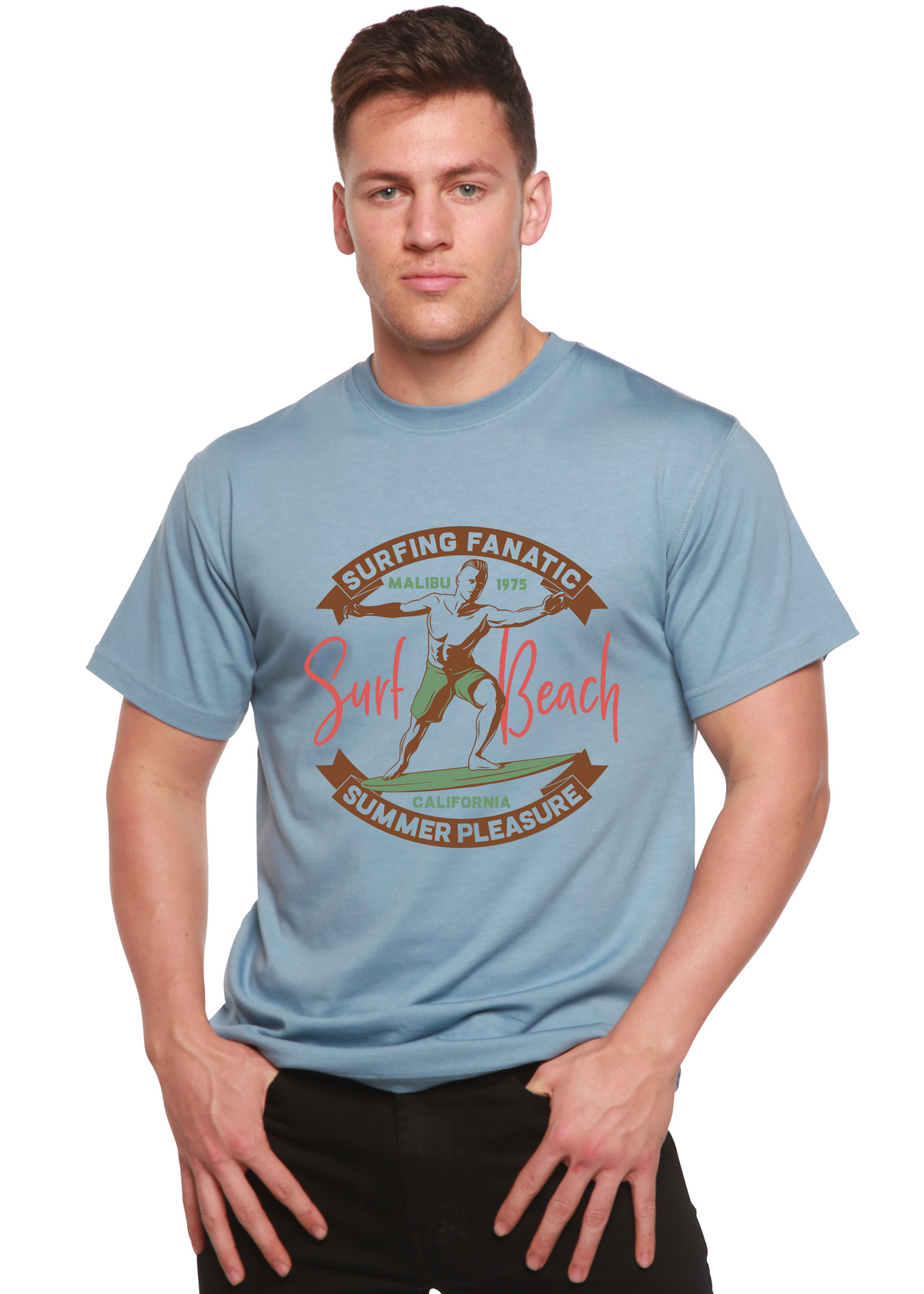 Surf Beach Men's Bamboo Viscose/Organic Cotton Short Sleeve Graphic T-Shirt