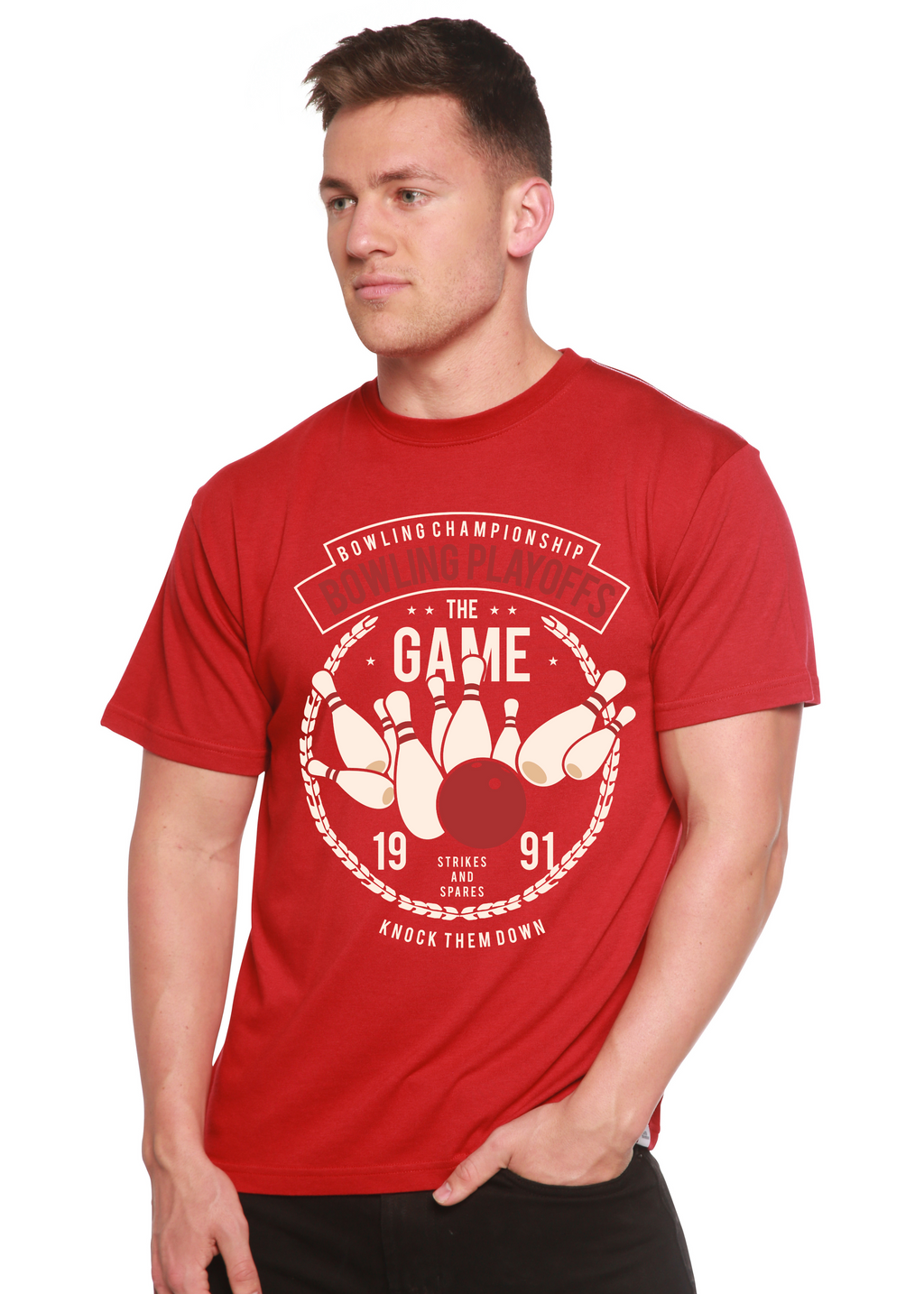 Bowling Playoffs Men's Bamboo Viscose/Organic Cotton Short Sleeve Graphic T-Shirt