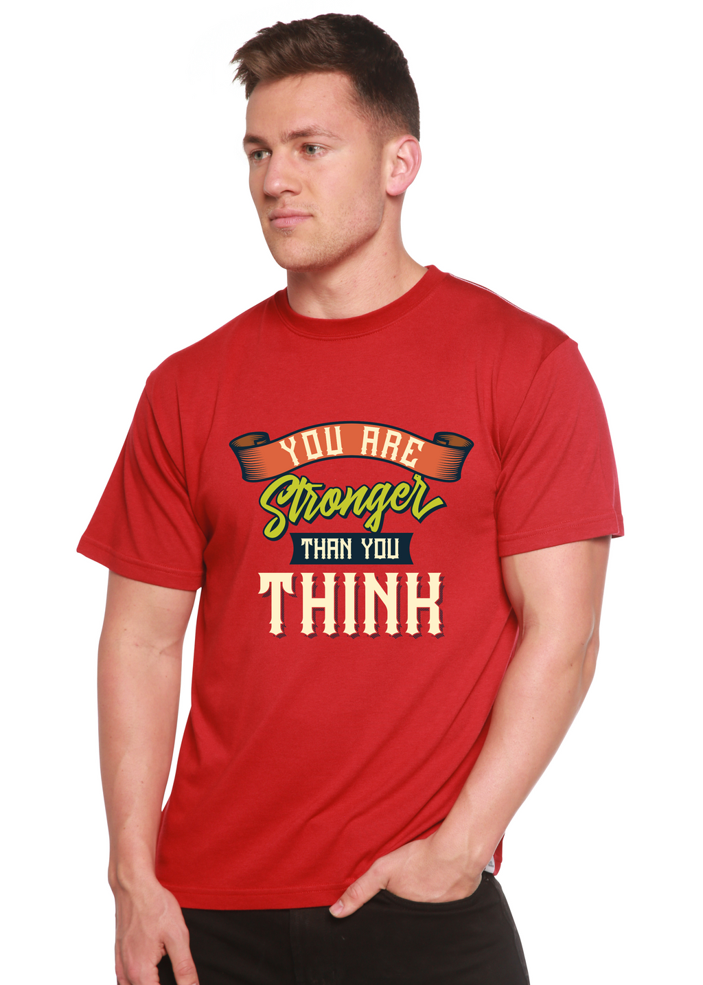 You Are Stronger Than You Think Men's Bamboo Viscose/Organic Cotton Short Sleeve Graphic T-Shirt