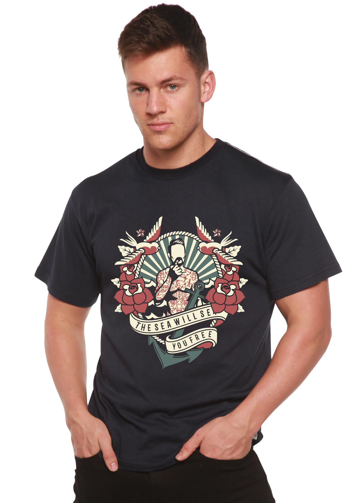 The Sea Will Spun Bamboo® Men's Bamboo Viscose/Organic Cotton Short Sleeve Graphic T-Shirt