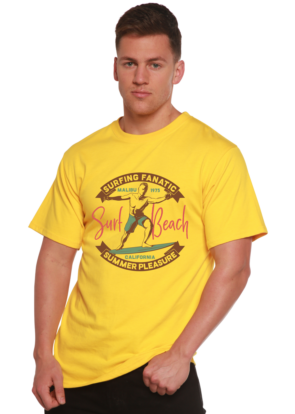 Surf Beach Men's Bamboo Viscose/Organic Cotton Short Sleeve Graphic T-Shirt