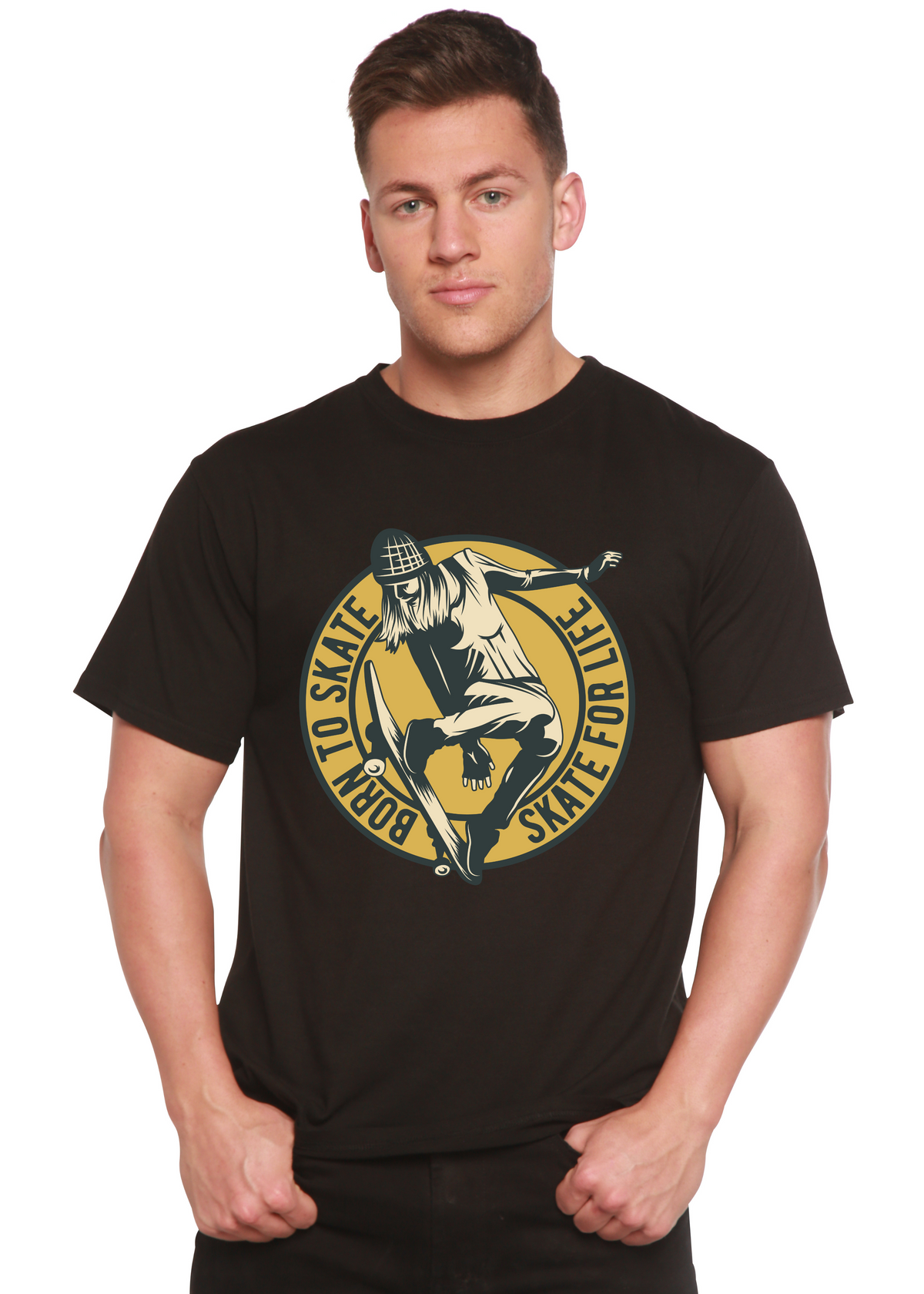 Skate For Life Men's Bamboo Viscose/Organic Cotton Short Sleeve Graphic T-Shirt
