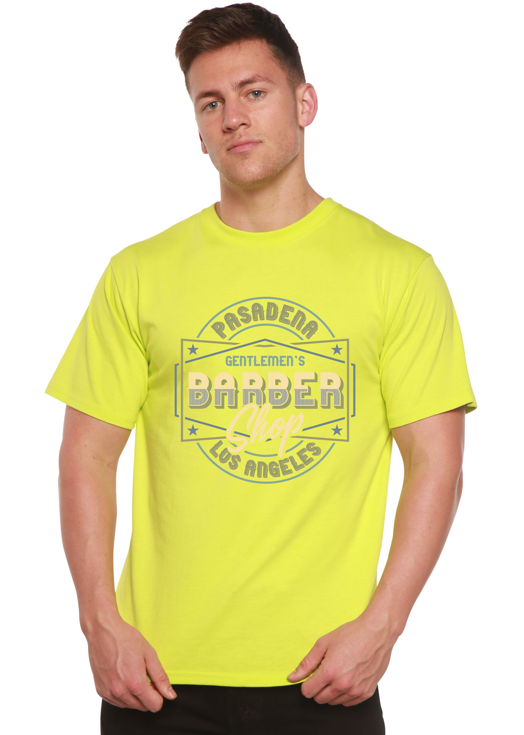 Gentlement's Barber Shop Men's Bamboo Viscose/Organic Cotton Short Sleeve Graphic T-Shirt