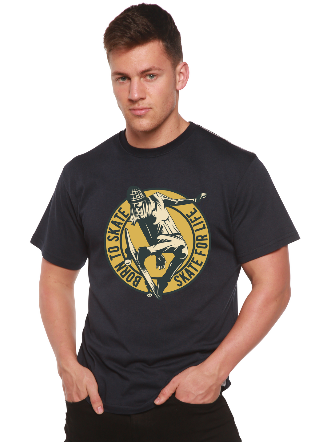 Skate For Life Men's Bamboo Viscose/Organic Cotton Short Sleeve Graphic T-Shirt