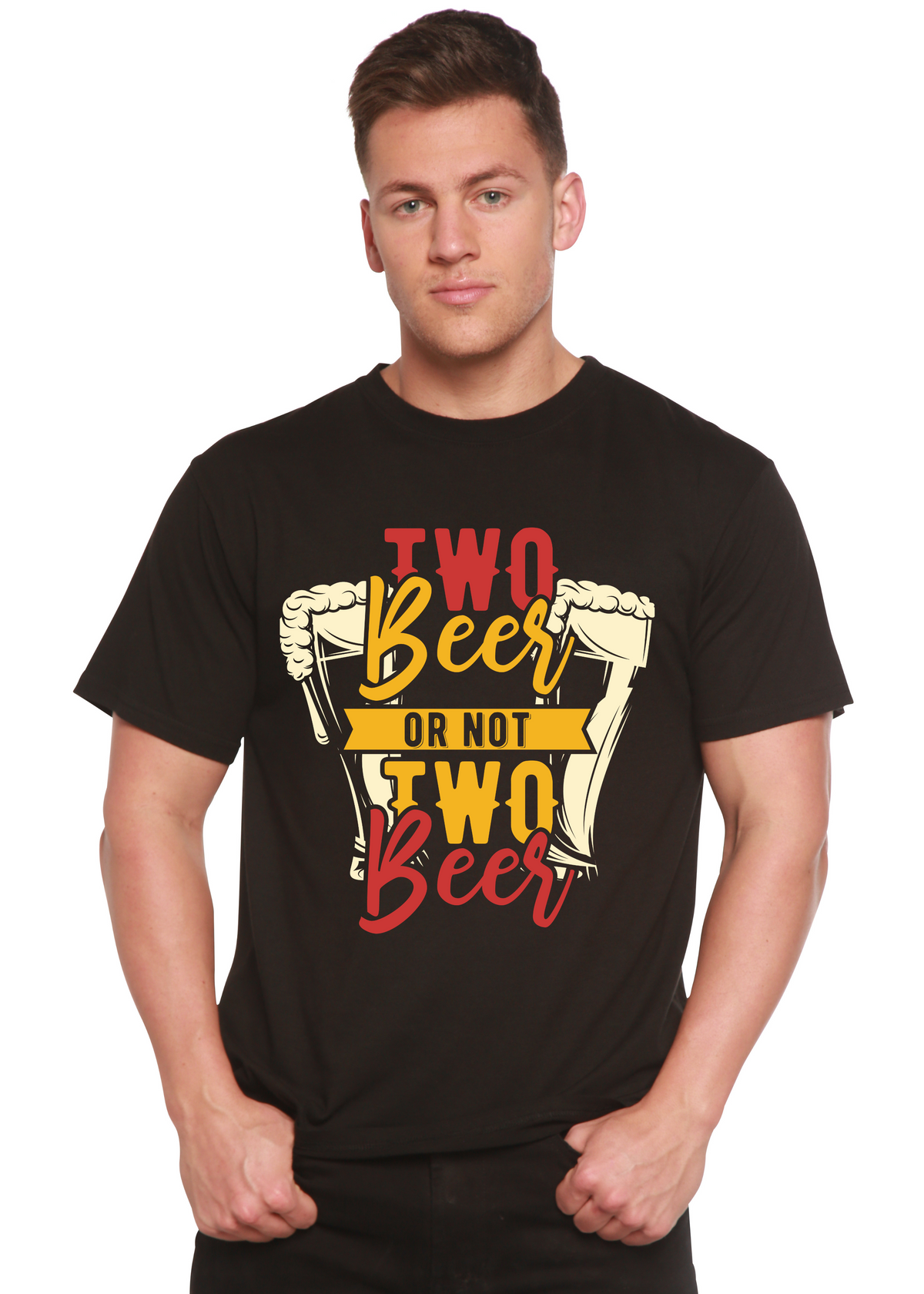 Two Beer Men's Bamboo Viscose/Organic Cotton Short Sleeve Graphic T-Shirt