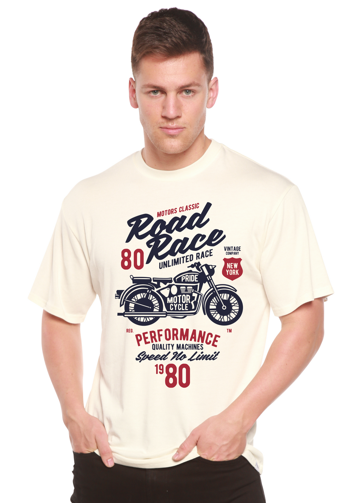 Road Race Motorcycles Spun Bamboo® Men's Bamboo Viscose/Organic Cotton Short Sleeve Graphic T-Shirt