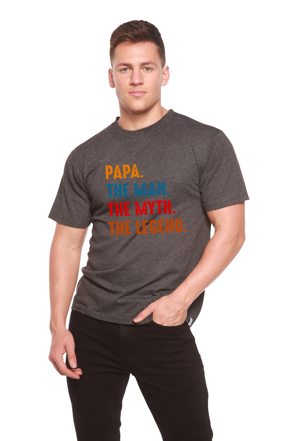 Papa, the Man, the Myth, the Legend Men's Bamboo Viscose/Organic Cotton Short Sleeve Graphic T-Shirt