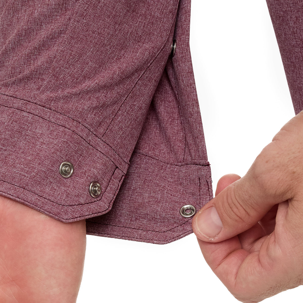 Maroon Pearl Snap Shirt | Long Sleeve