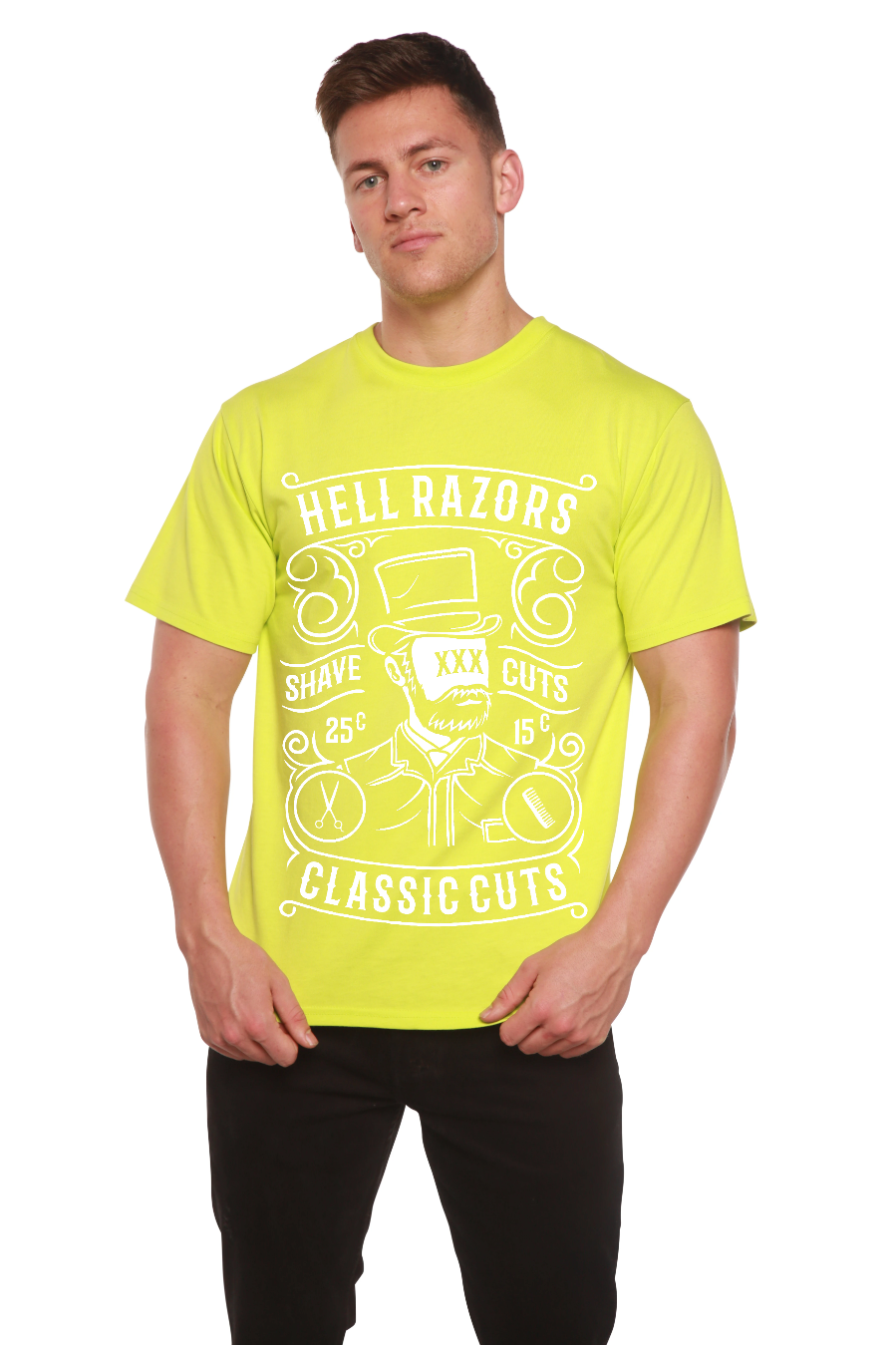 Hell Razors Men's Bamboo Viscose/Organic Cotton Short Sleeve Graphic T-Shirt