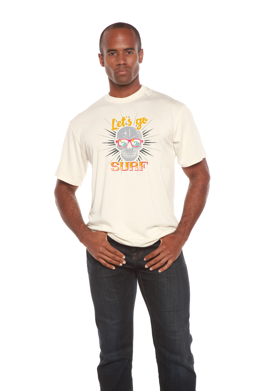 Let`s go SURF Men's Bamboo Viscose/Organic Cotton Short Sleeve Graphic T-Shirt