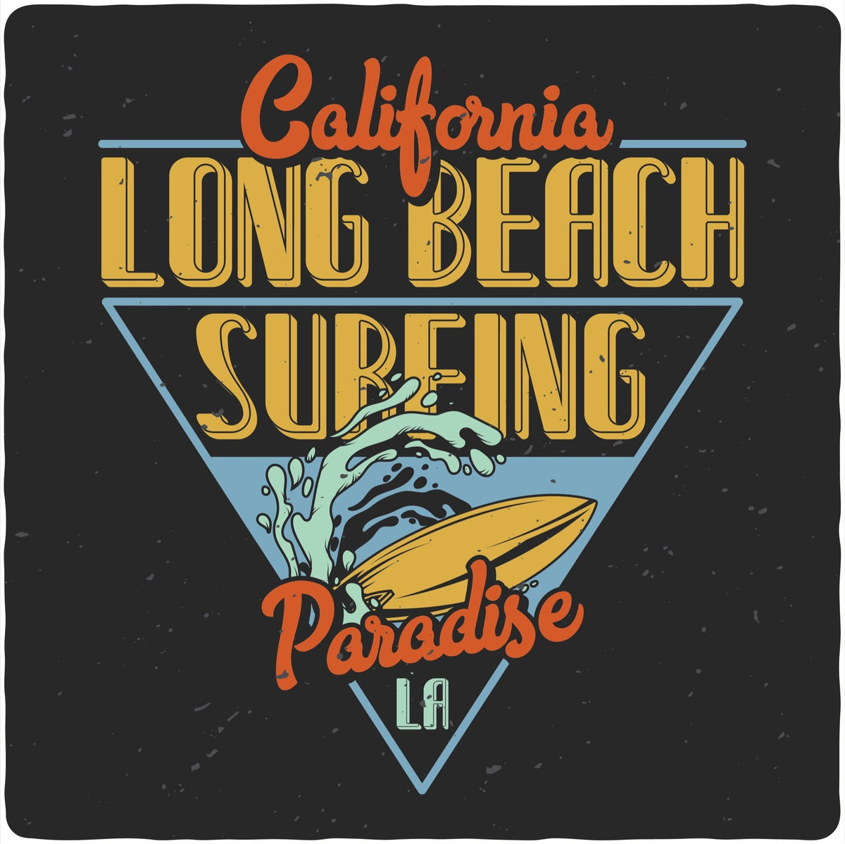 Long Beach Surfing Printed Men's Bamboo Viscose/Organic Cotton Short Sleeve Graphic T-Shirt
