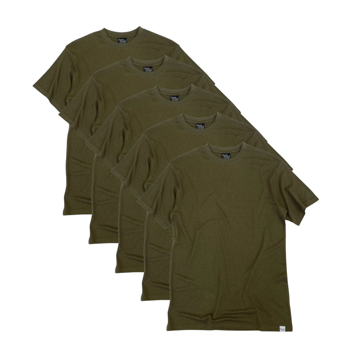 Men's Bamboo Viscose/Organic Cotton Short Sleeve T-Shirt Military Olive Color - 5-Pack